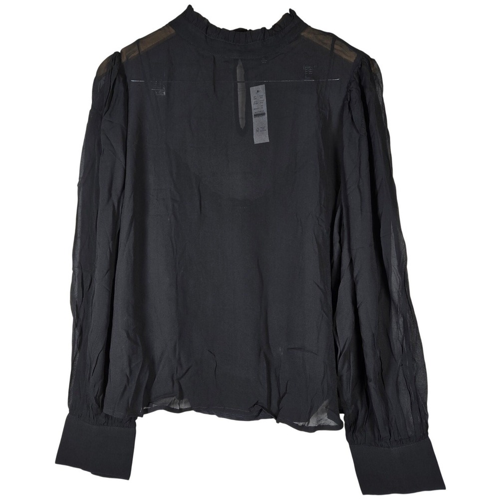 J. Crew Ruffleneck top in chiffon Black XL NWT